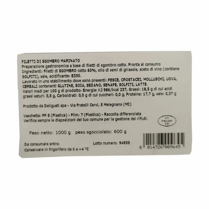 Filetti Di Sgombro Marinato 1 Kg 4 Filetti Di Sgombro Marinato 1 Kg - immagine 2