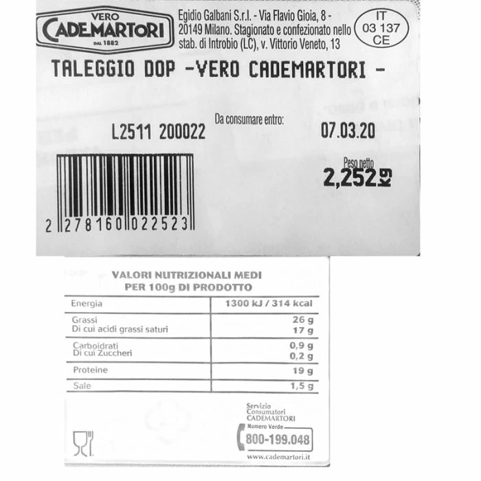 Taleggio DOP Cademartori 1,8Kg 4 Taleggio DOP Cademartori 1,8Kg - immagine 2